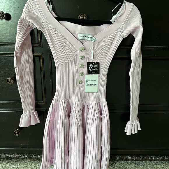 Self-Portrait Pink Ribbed Button Dress - Picture 3 of 3